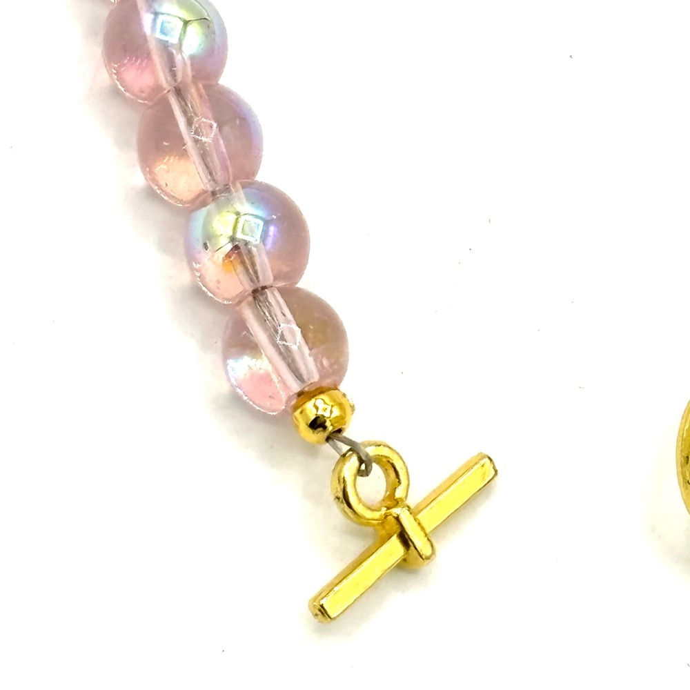 Hand Crafted Pink Beaded Bracelet with Flower Charm - Picture 6 of 11